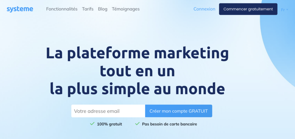 le site internet de systeme.io